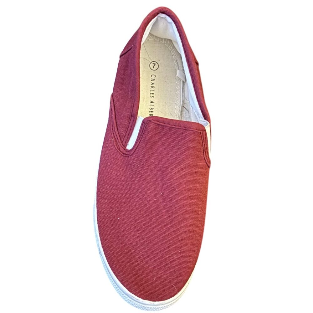 Charles Albert NWOT Women's Burgundy Red slip on shoes Canvas sz 7